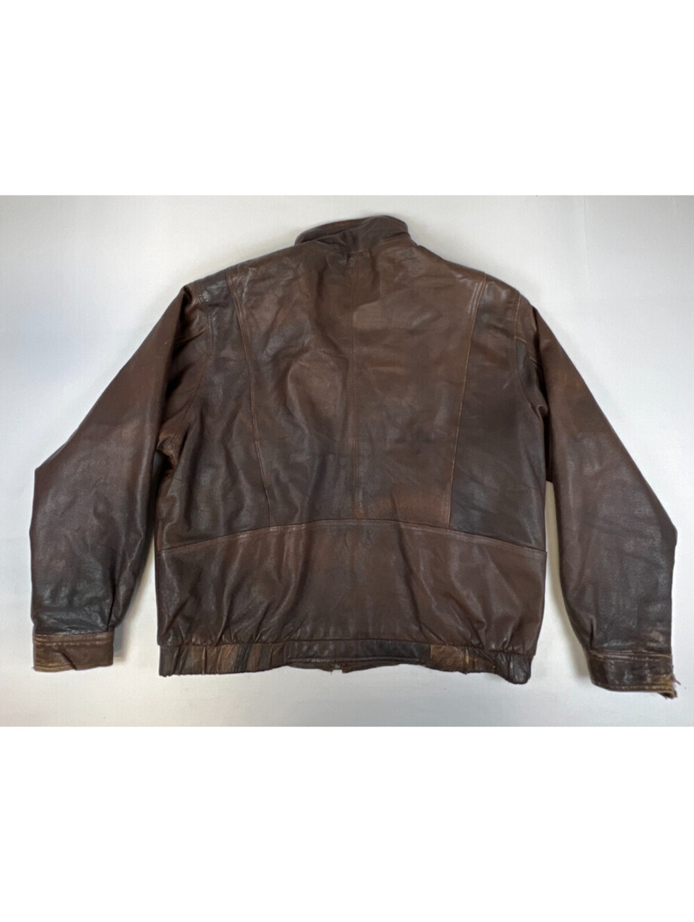 Ash Creek Trading Vintage Brown Leather Bomber Jacket Mens XL Paisley Lining - Picture 2 of 13